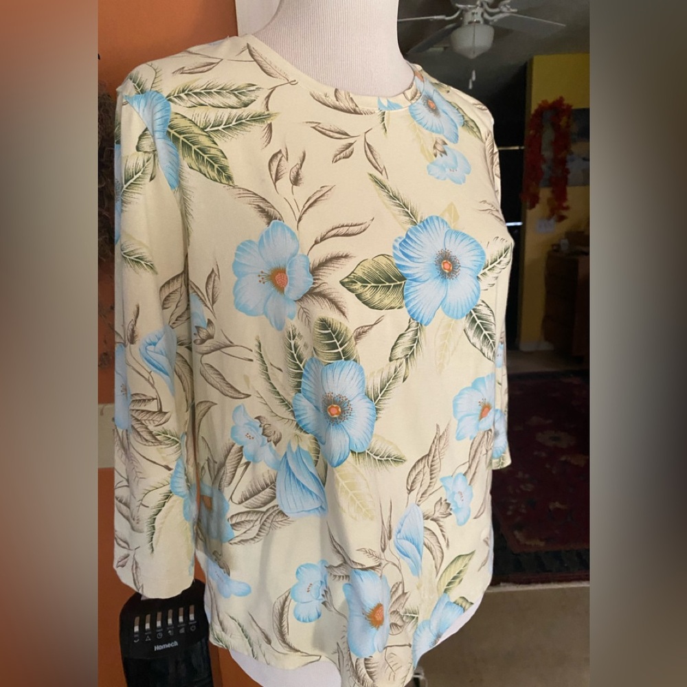 Sugar Reef Stretchy Cotton Yellow/Blue Floral Top - 12